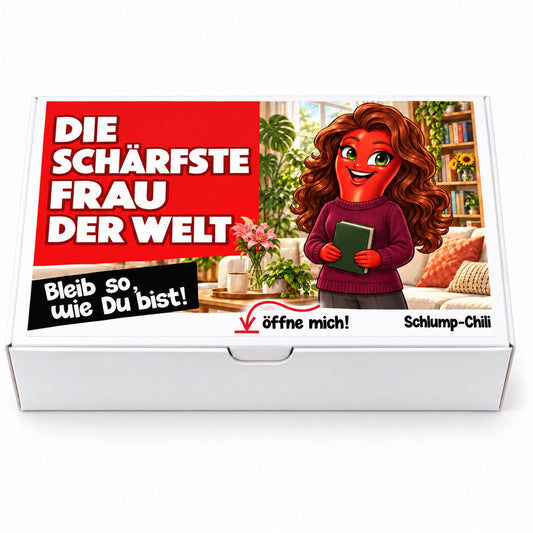 Die schärfste Frau der Welt – weiße Geschenkbox, Vorderansicht