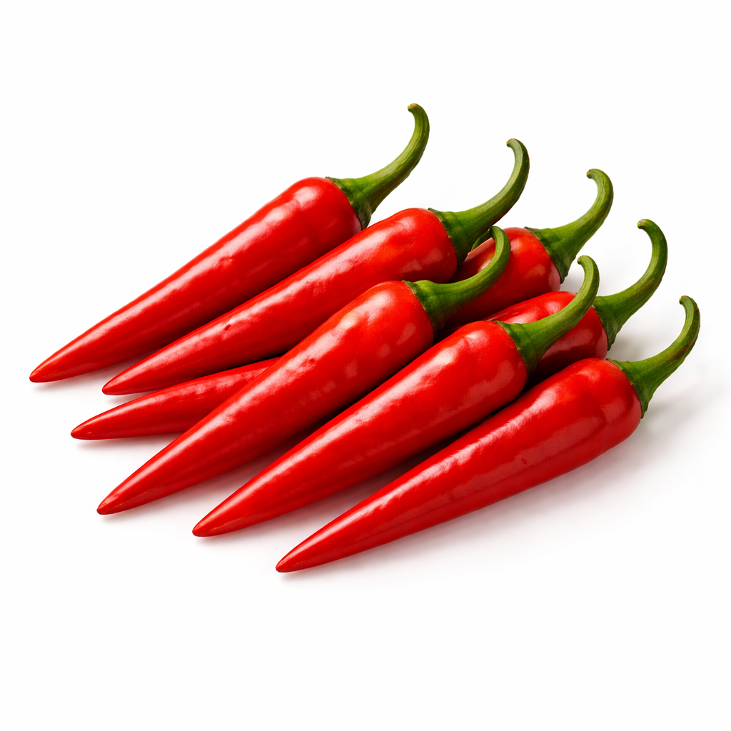 Frische Cayenne Chili (rot, gelb, grün)