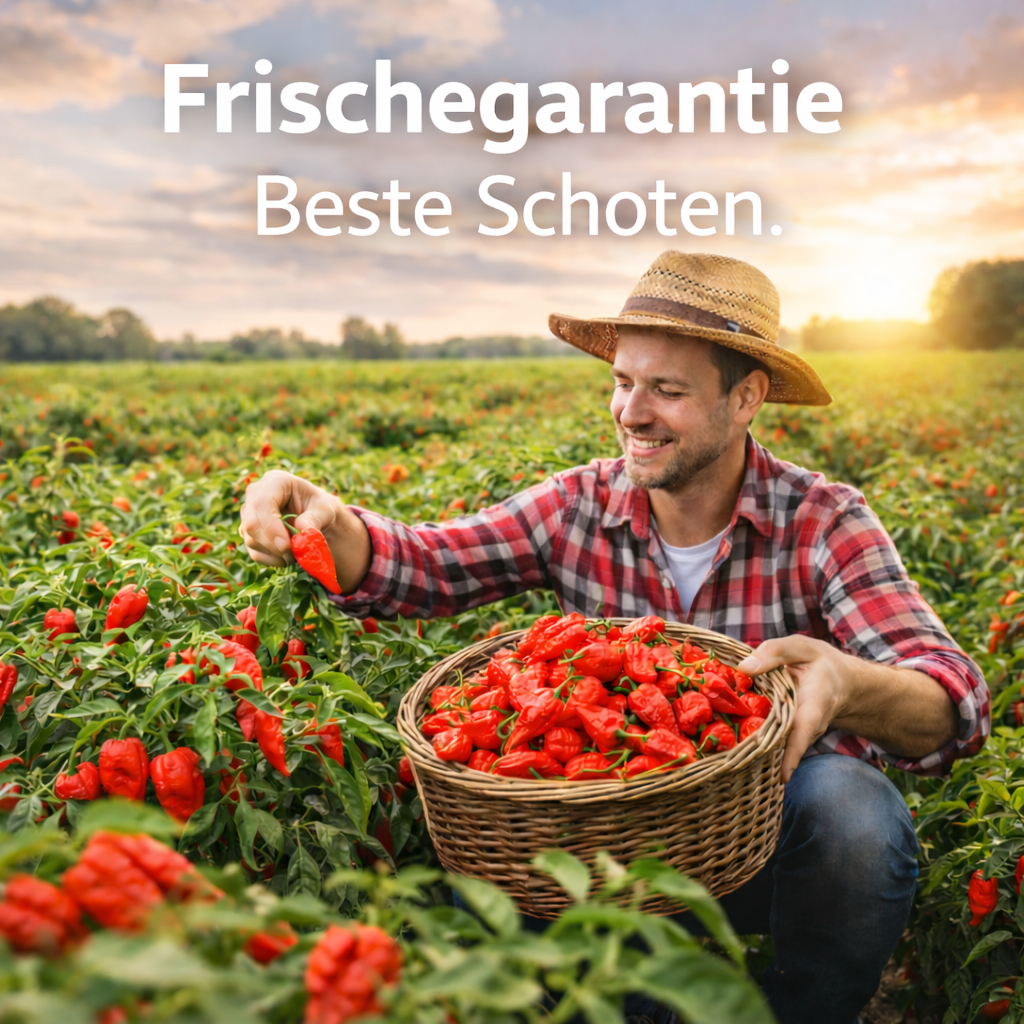 Frische Habanero Chilis (sehr scharf, gelb rot)