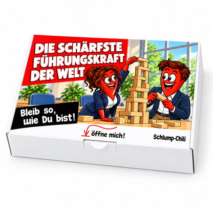 Die schärfste Führungskraft der Welt – Geschenkbox Schrägansicht