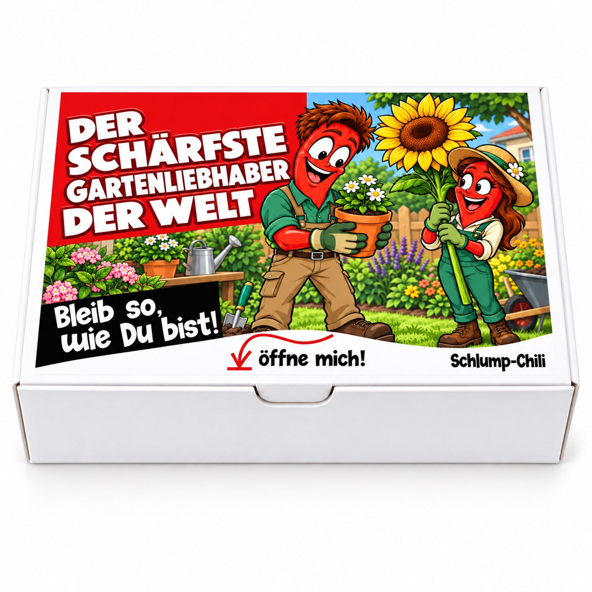 Der schärfste Gartenliebhaber der Welt – weiße Geschenkbox, Vorderansicht