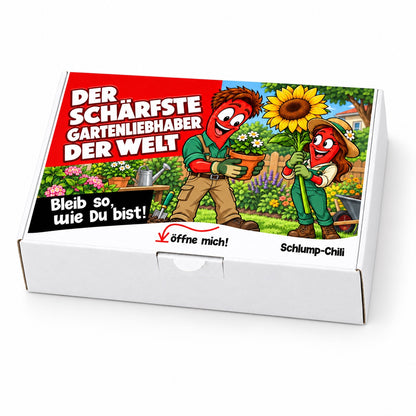 Der schärfste Gartenliebhaber der Welt – weiße Geschenkbox, Schrägansicht