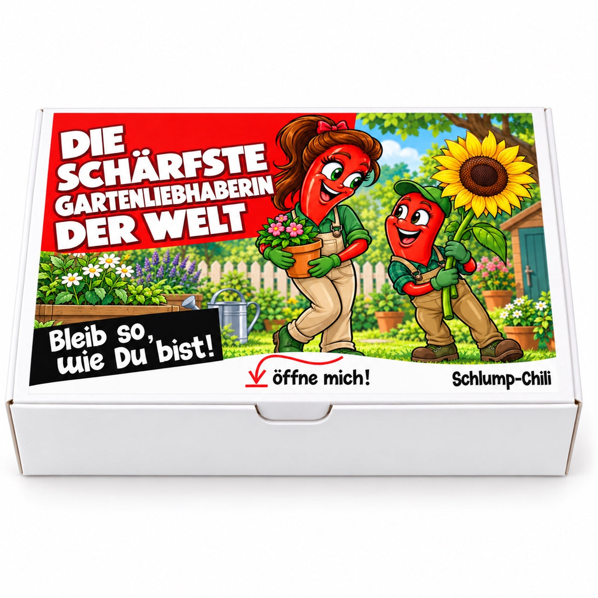 Die schärfste Gartenliebhaberin der Welt – weiße Geschenkbox, Vorderansicht