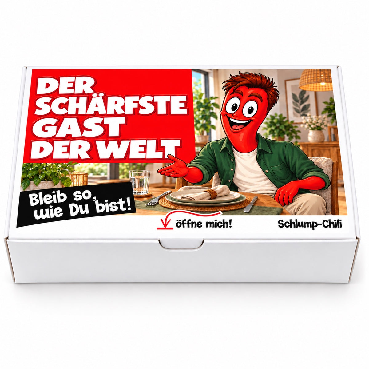 Der schärfste Gast der Welt – Geschenkbox Vorderansicht