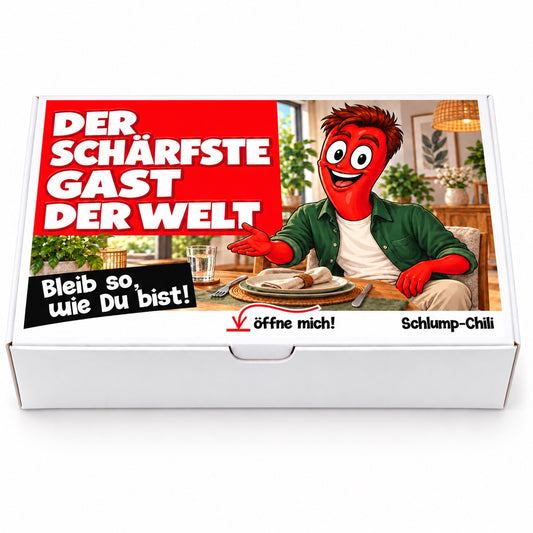 Der schärfste Gast der Welt – Geschenkbox Vorderansicht