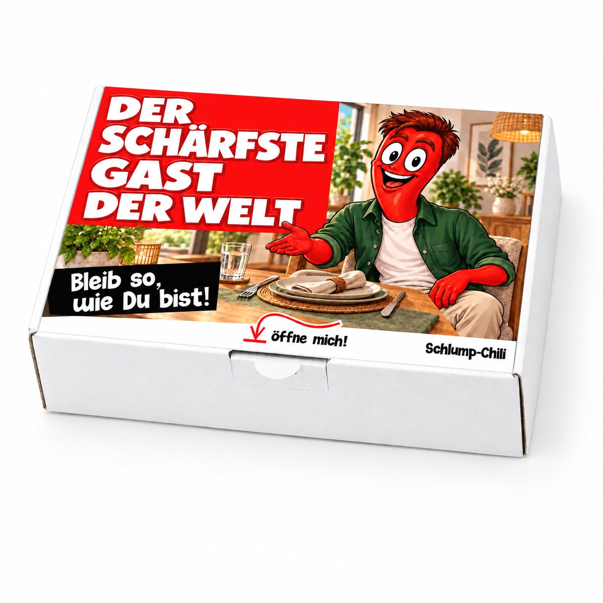 Der schärfste Gast der Welt – Geschenkbox Schrägansicht