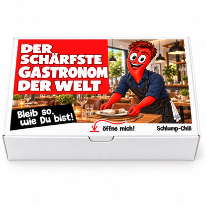 Der schärfste Gastronom der Welt – Geschenkbox Vorderansicht