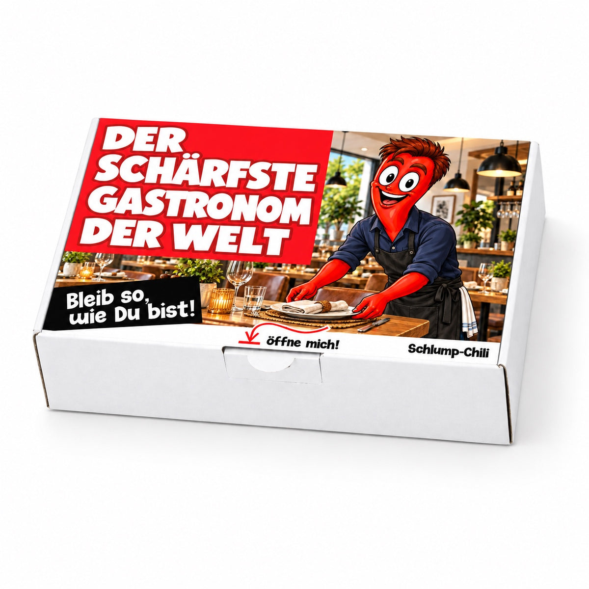 Der schärfste Gastronom der Welt – Geschenkbox Schrägansicht