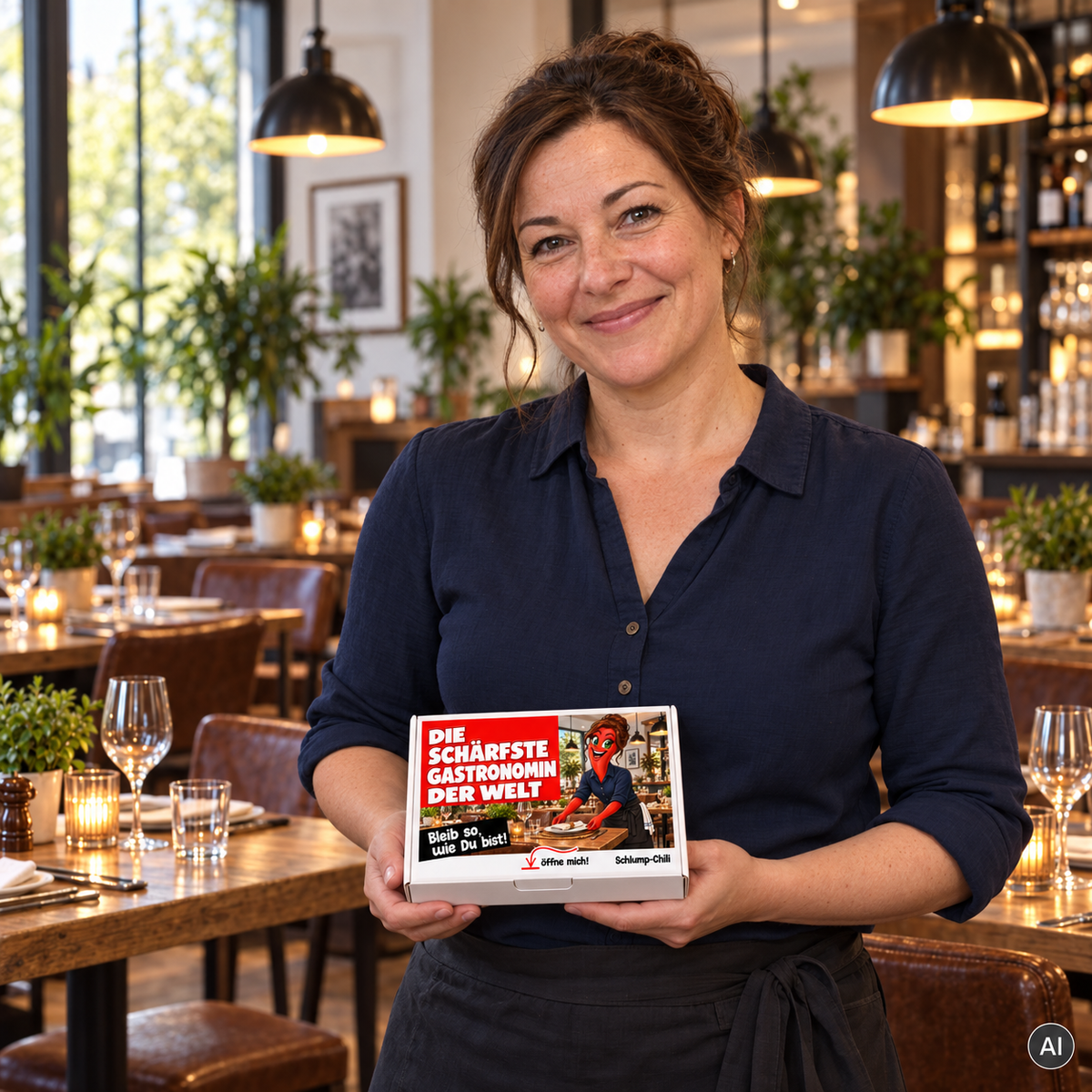 Die schärfste Gastronomin der Welt – Geschenkidee (AI)