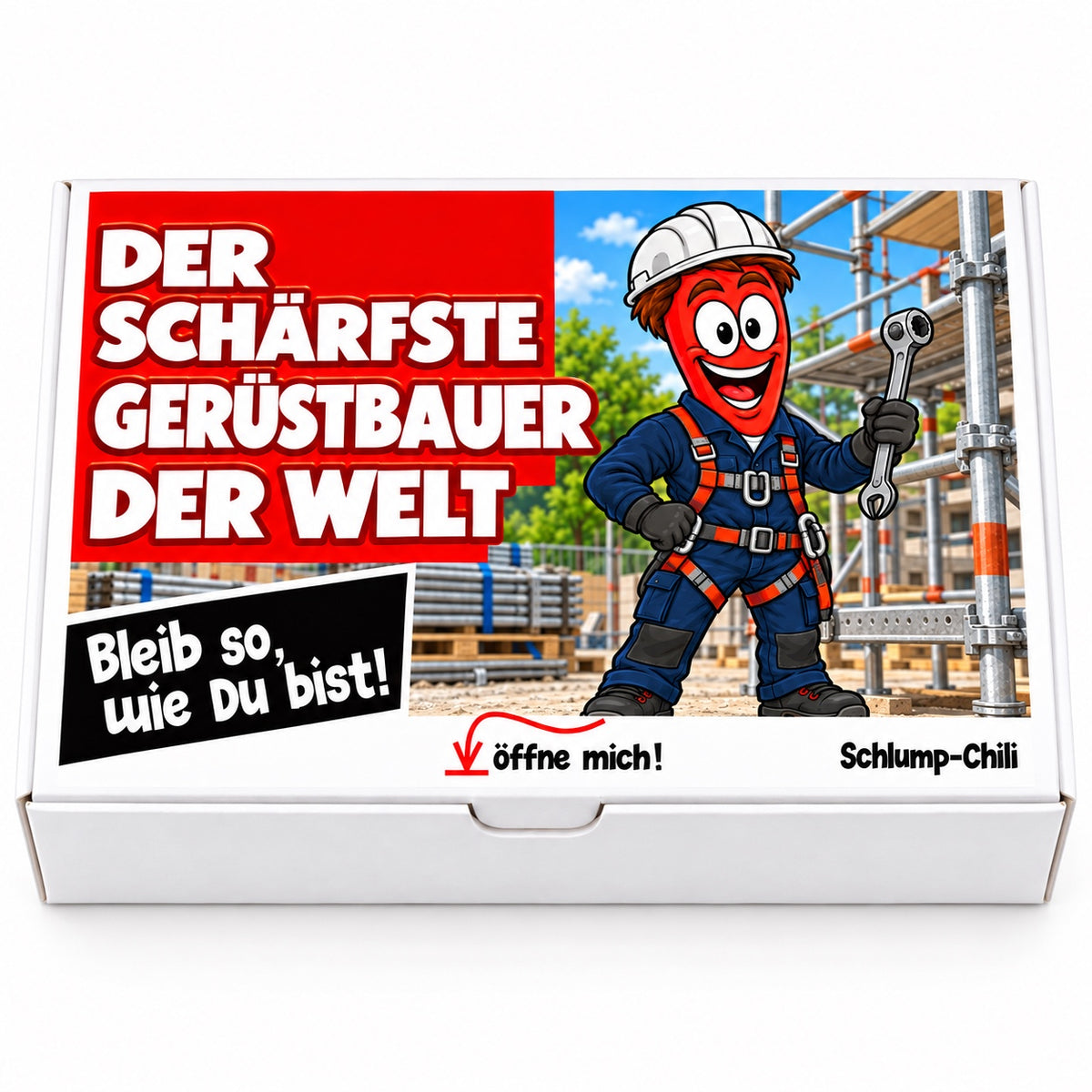 Der schärfste Gerüstbauer der Welt – Geschenkbox Vorderansicht