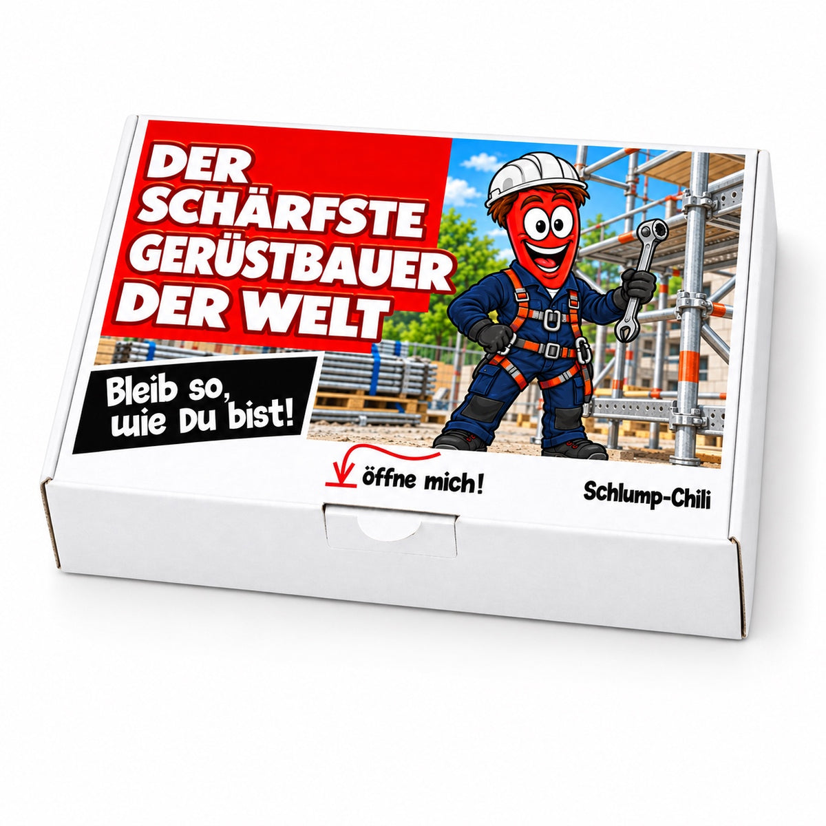Der schärfste Gerüstbauer der Welt – Geschenkbox Schrägansicht