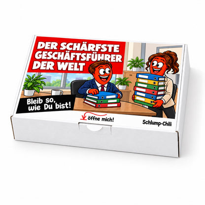 Der schärfste Geschäftsführer der Welt – Geschenkbox Schrägansicht