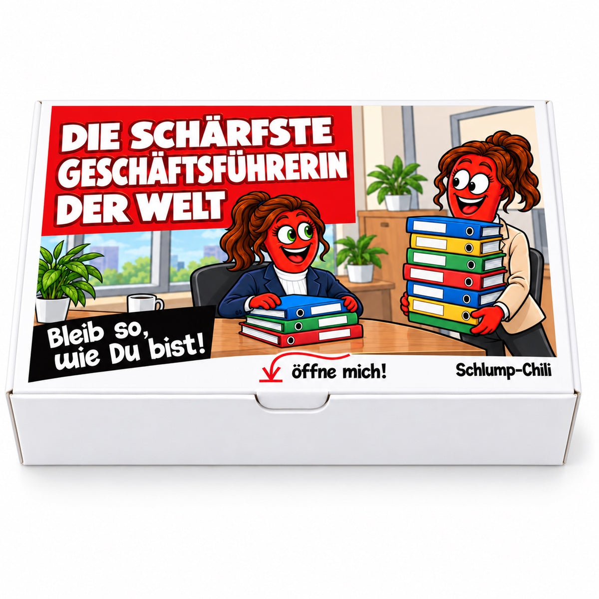 Die schärfste Geschäftsführerin der Welt – Geschenkbox Vorderansicht