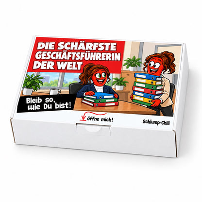 Die schärfste Geschäftsführerin der Welt – Geschenkbox Schrägansicht