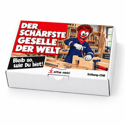 Der schärfste Geselle der Welt – Geschenkbox Schrägansicht