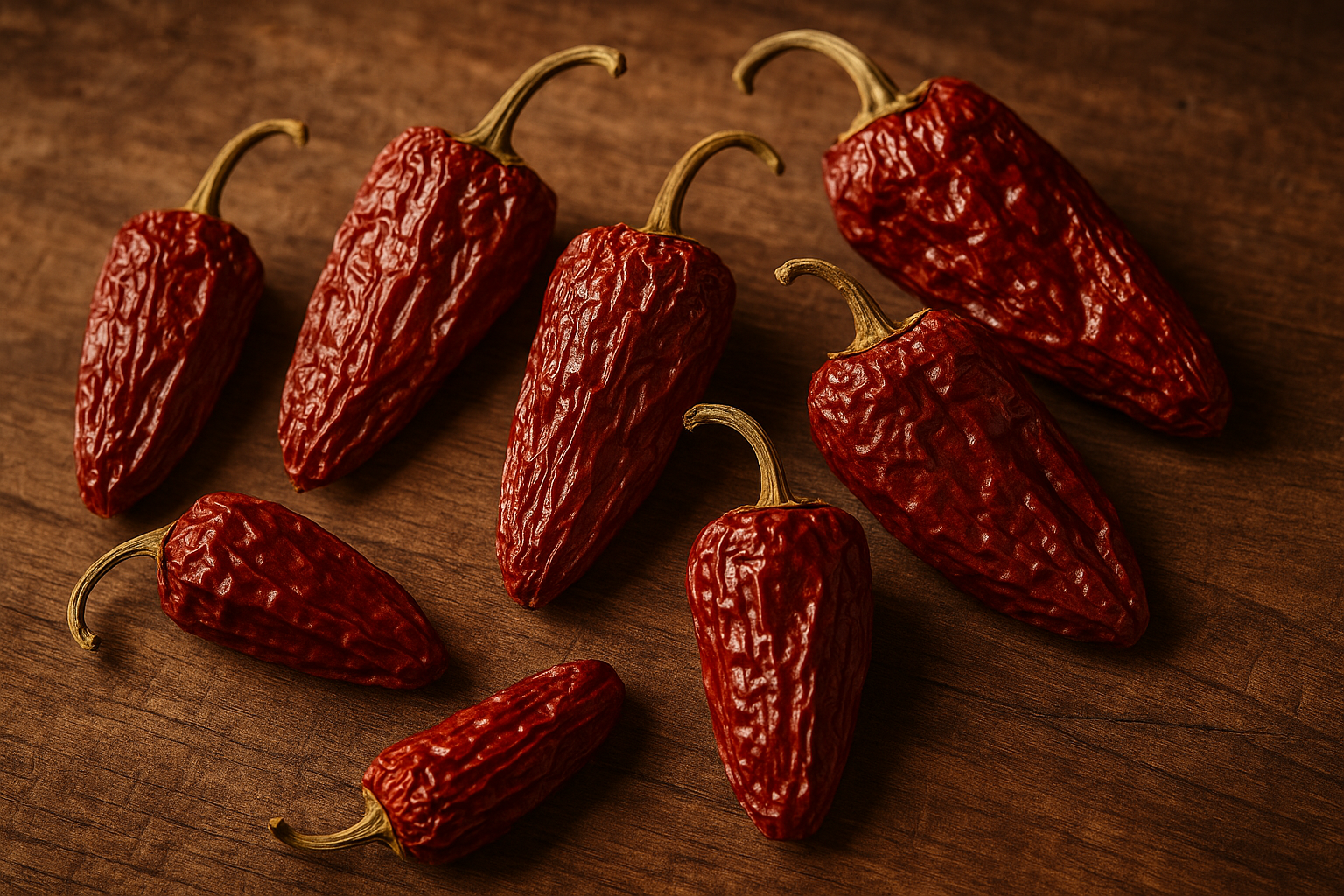 getrocknete rote ganze jalapeno chilis