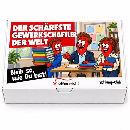 Der schärfste Gewerkschaftler der Welt – Geschenkbox Vorderansicht