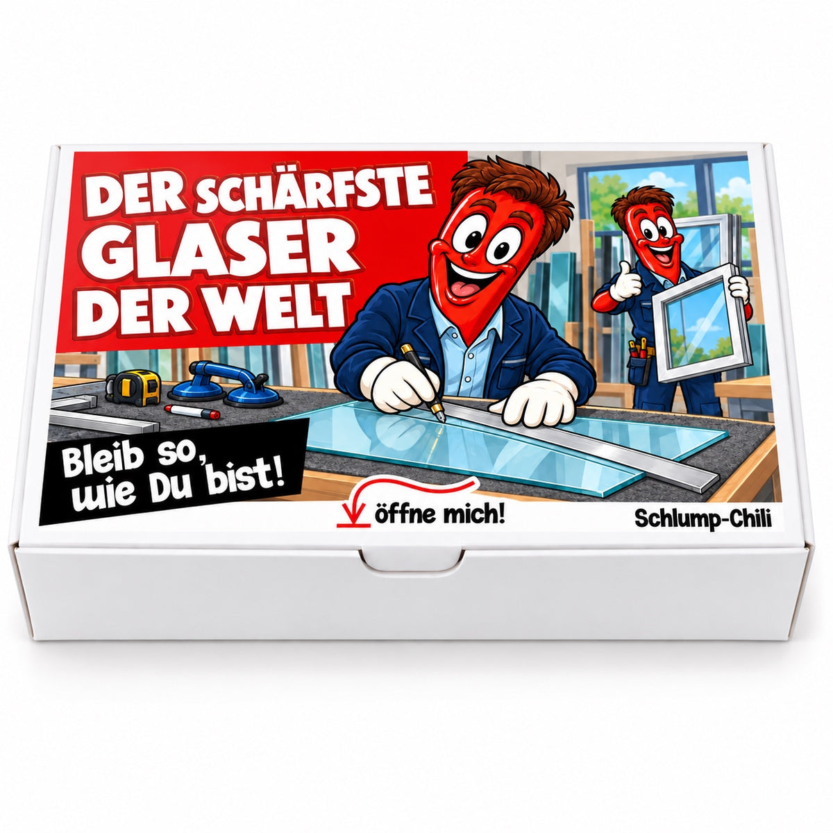Der schärfste Glaser der Welt – Geschenkbox Vorderansicht