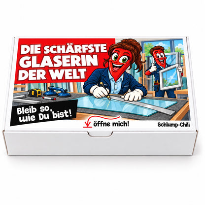 Die schärfste Glaserin der Welt – Geschenkbox Vorderansicht