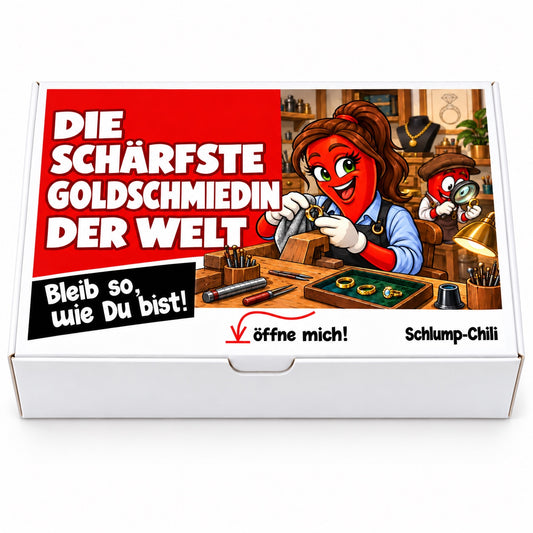 Die schärfste Goldschmiedin der Welt – Geschenkschachtel frontal