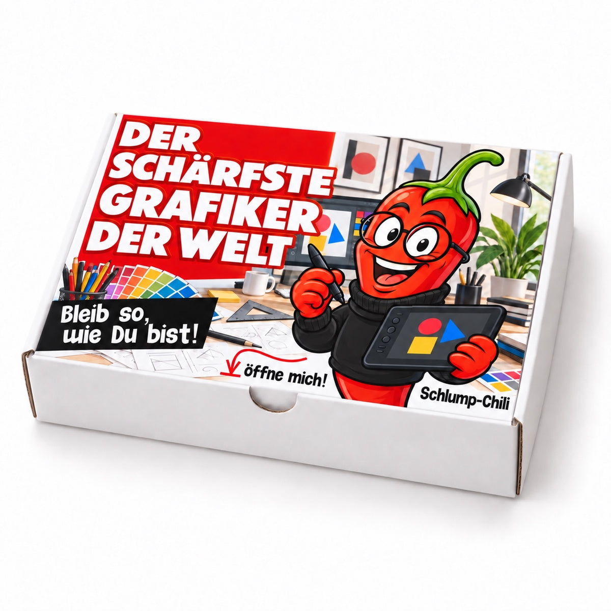 Der schärfste Grafiker der Welt – Geschenkbox Schrägansicht