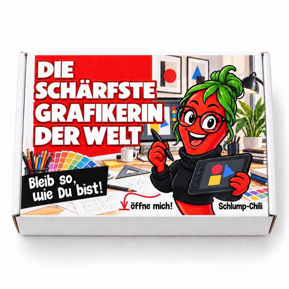 Die schärfste Grafikerin der Welt – Geschenkbox Vorderansicht