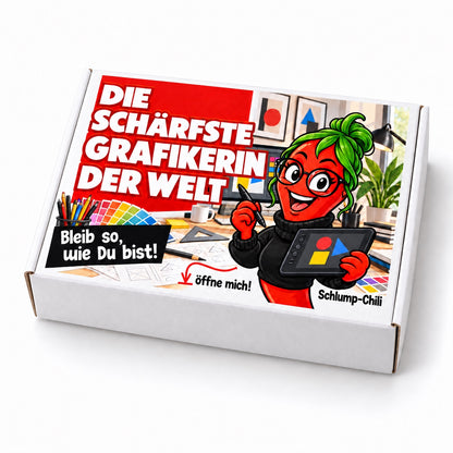 Die schärfste Grafikerin der Welt – Geschenkbox Schrägansicht