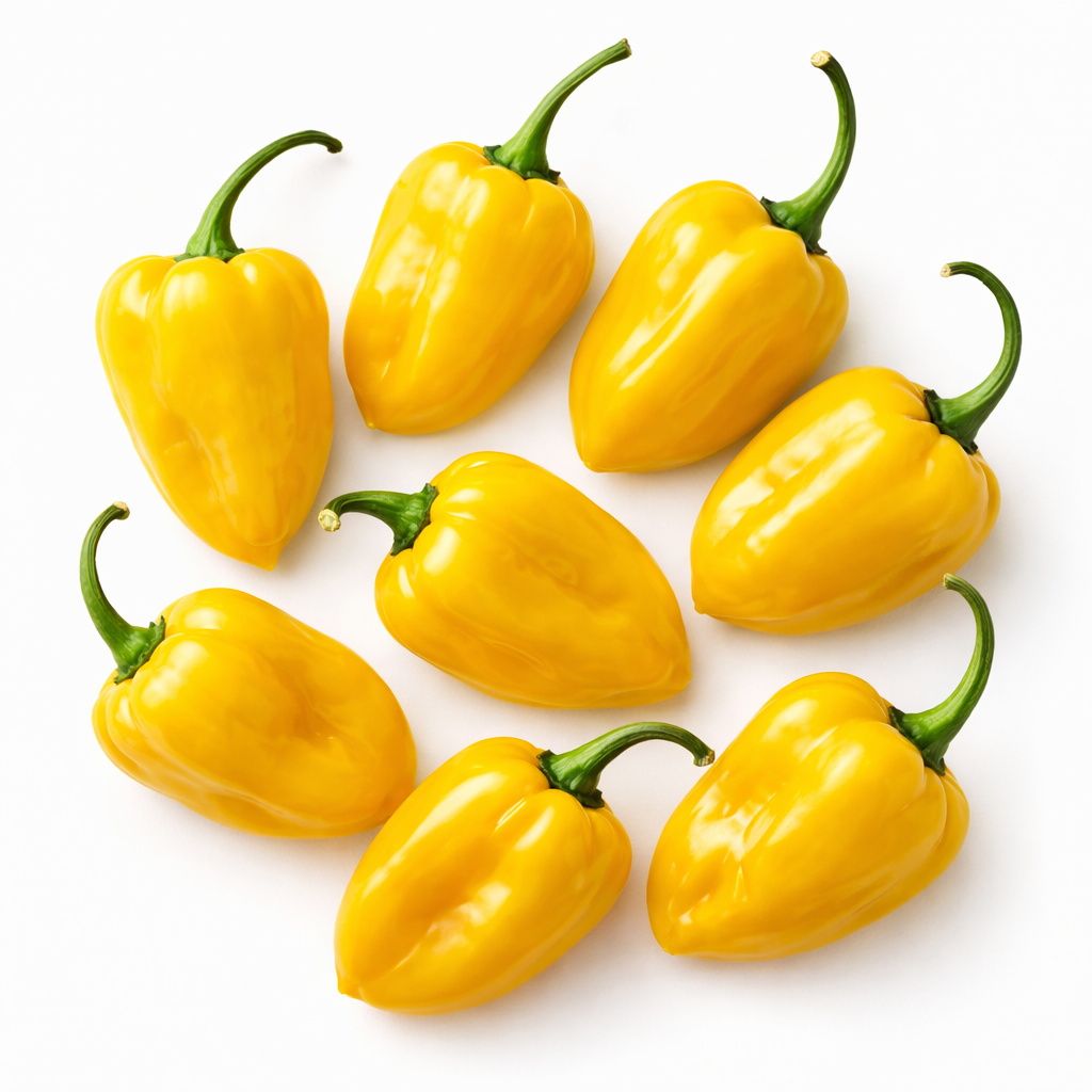 Frische Habanero Chilis (sehr scharf, gelb rot)