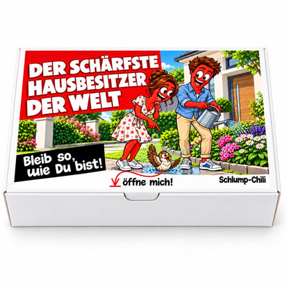 Der schärfste Hausbesitzer der Welt – Geschenkbox Vorderansicht