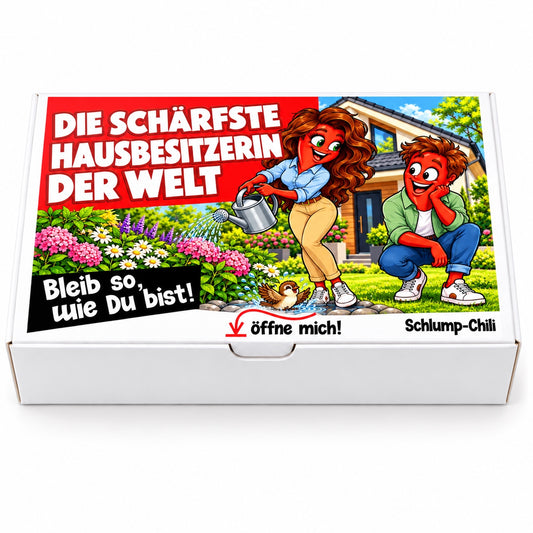 Die schärfste Hausbesitzerin der Welt – Geschenkbox Vorderansicht