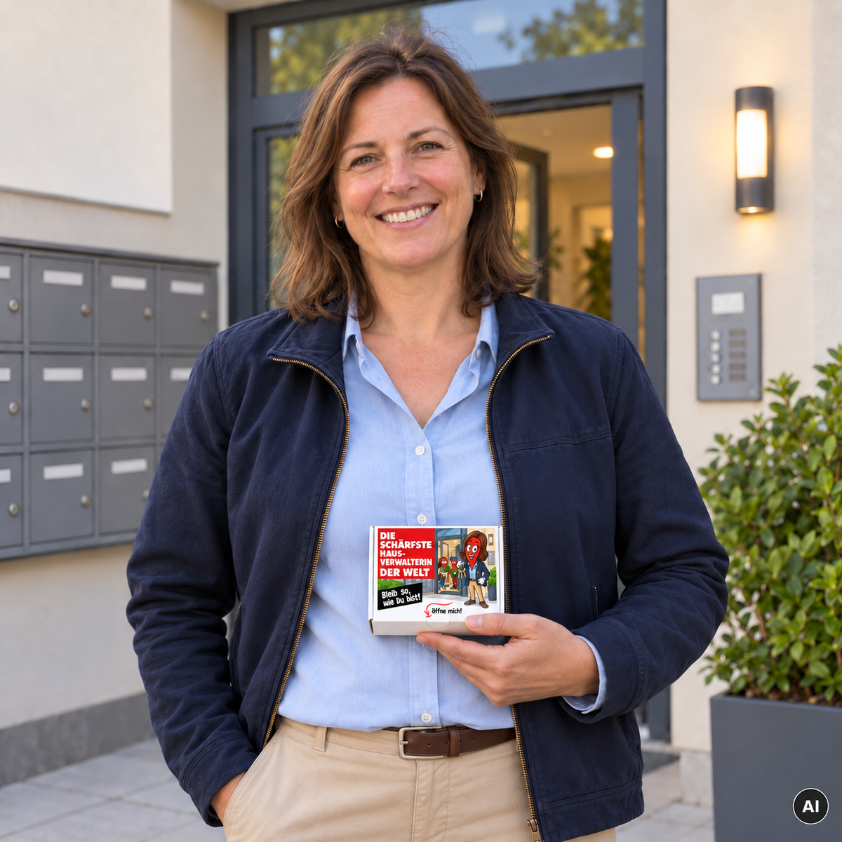Die schärfste Hausverwalterin der Welt – Lifestyle mit kleiner A6-Geschenkbox, AI