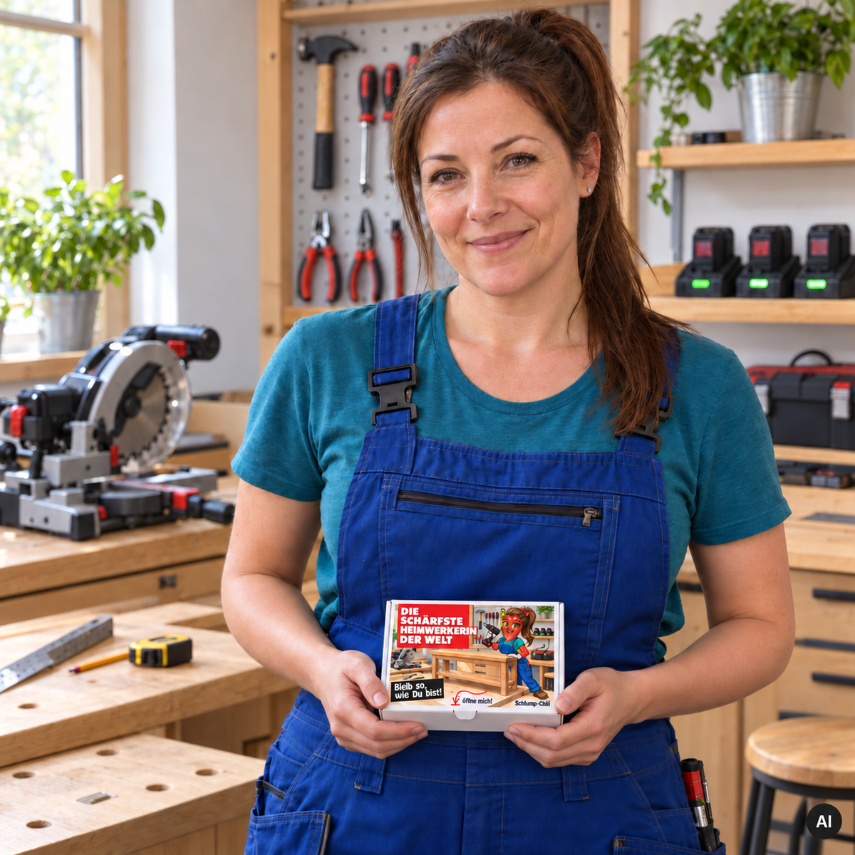 Die schärfste Heimwerkerin der Welt – Lifestylebild der Chili-Geschenkbox