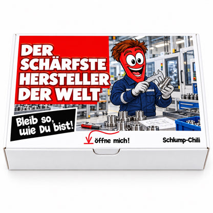Der schärfste Hersteller der Welt – Geschenkbox Vorderansicht