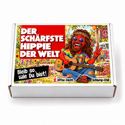 Der schärfste Hippie der Welt – weiße Geschenkbox, Vorderansicht