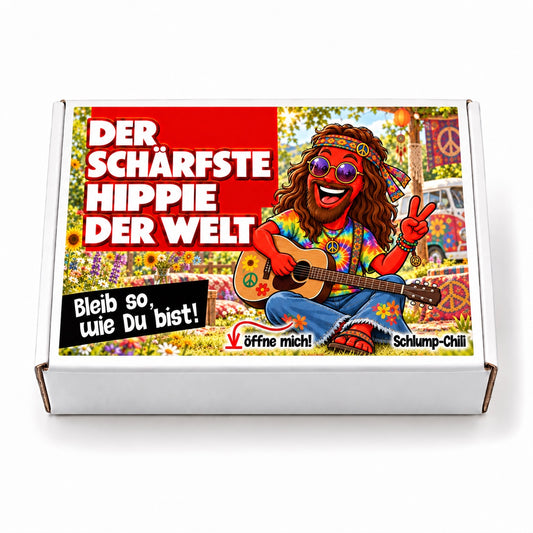 Der schärfste Hippie der Welt – weiße Geschenkbox, Vorderansicht