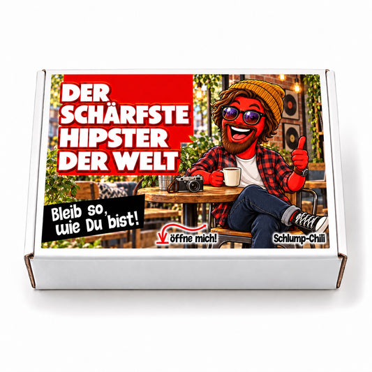 Der schärfste Hipster der Welt – weiße Geschenkbox, Vorderansicht