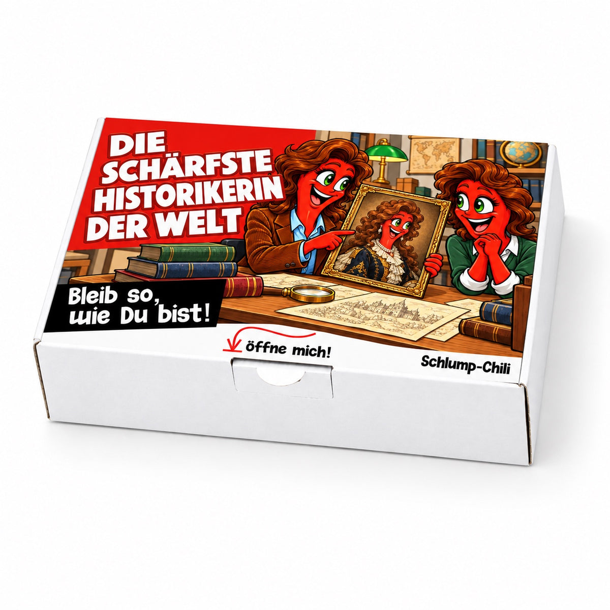 Die schärfste Historikerin der Welt – Geschenkbox Schrägansicht