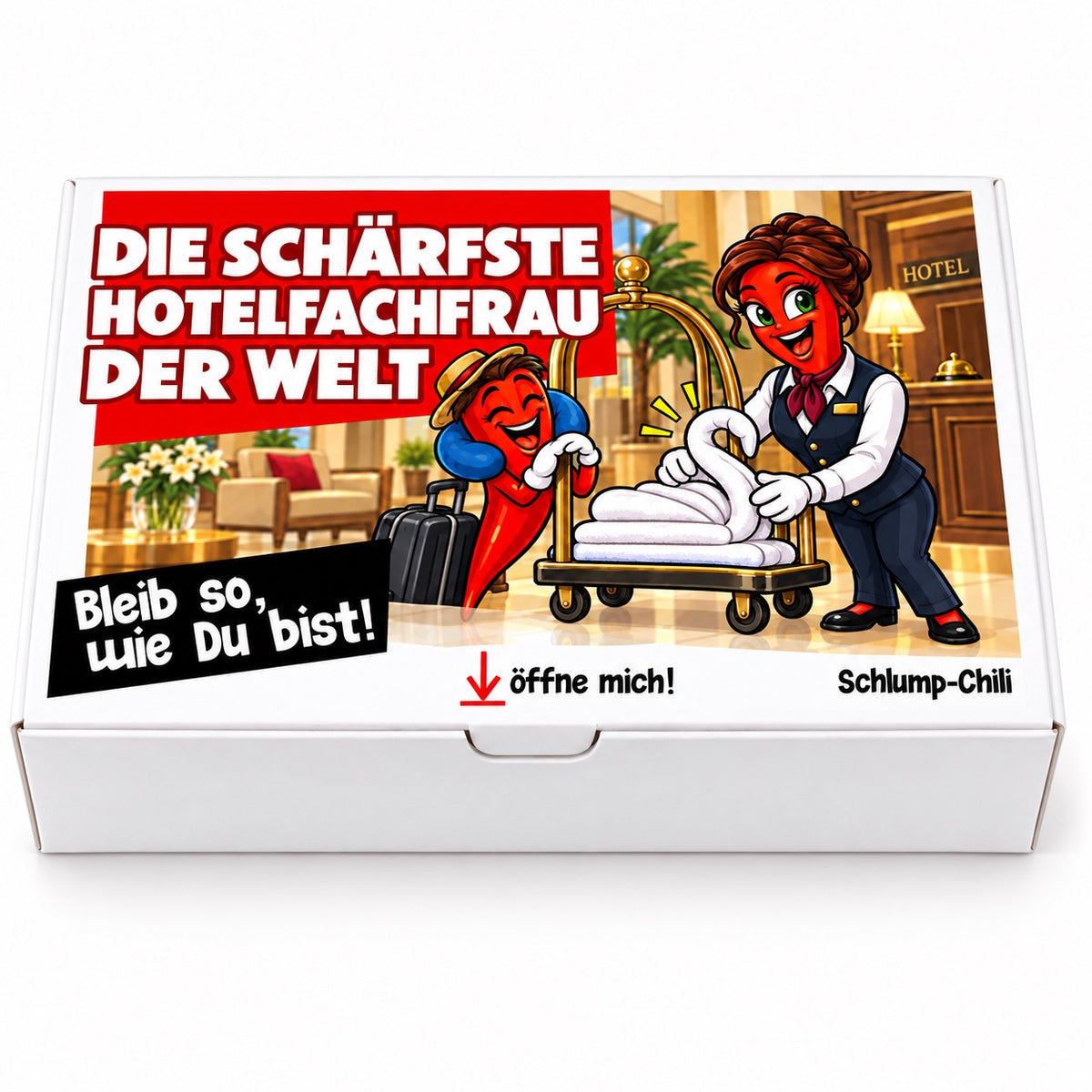 Die schärfste Hotelfachfrau der Welt – Geschenkbox Vorderansicht