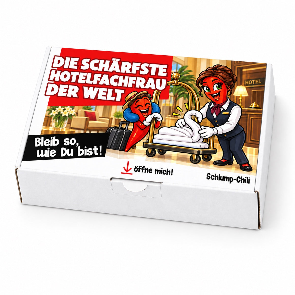 Die schärfste Hotelfachfrau der Welt – Geschenkbox Schrägansicht