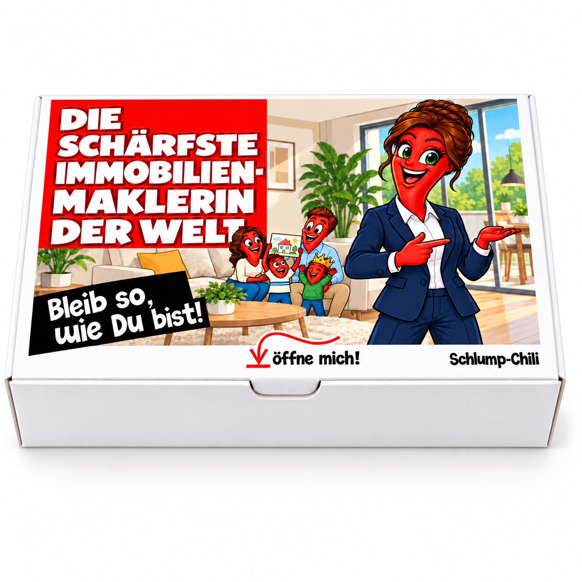 Die schärfste Immobilienmaklerin der Welt – Geschenkbox Vorderansicht