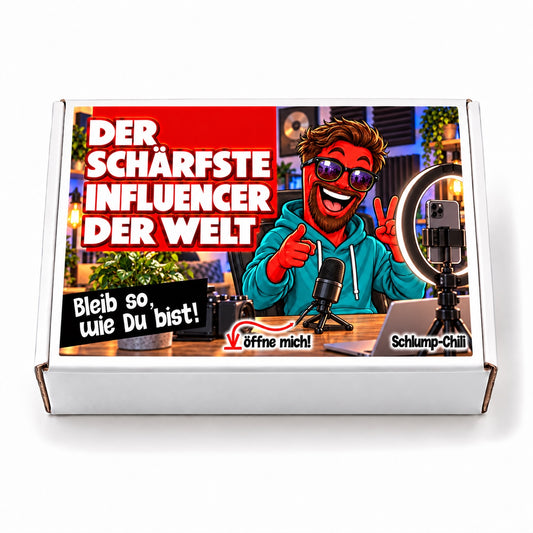 Der schärfste Influencer der Welt – weiße Geschenkbox, Vorderansicht