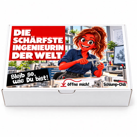 Die schärfste Ingenieurin der Welt – weiße Geschenkbox, Vorderansicht