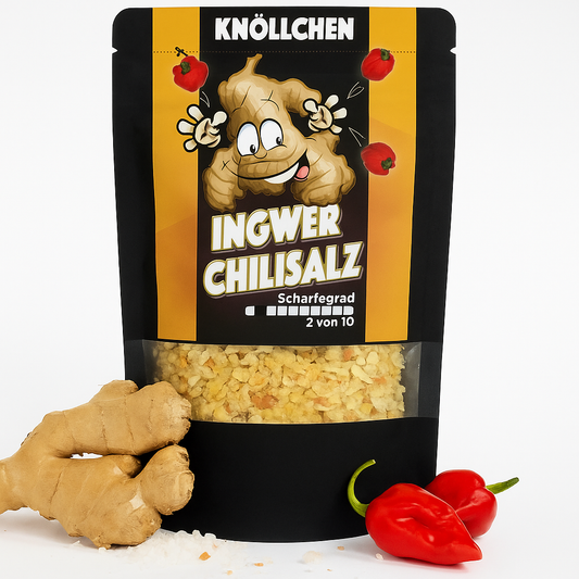 KNÖLLCHEN Ingwer Chili Salz Nachfüllpack für Gewürzsalzmühlen 80g