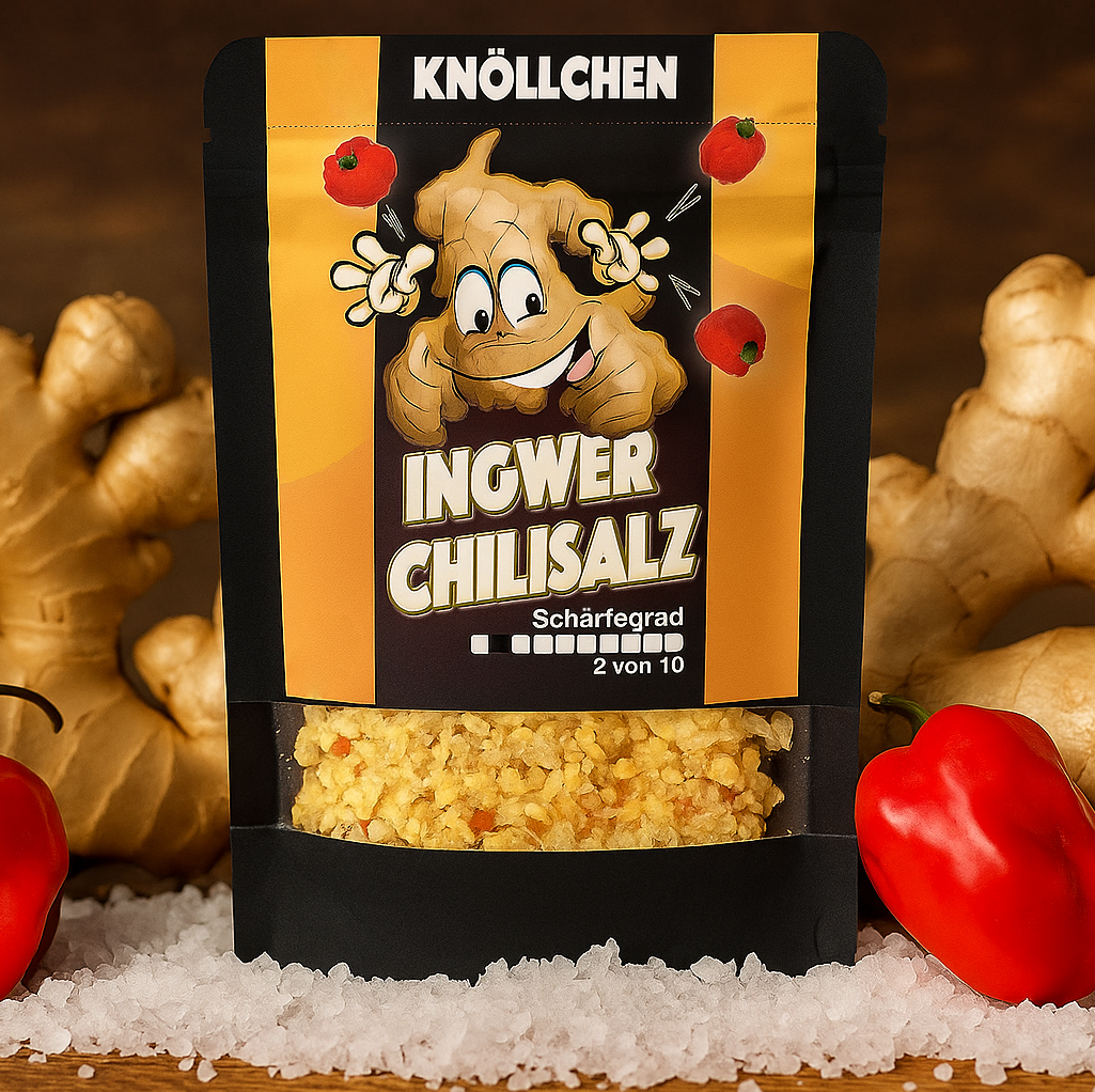 KNÖLLCHEN Ingwer Chili Salz Nachfüllpack für Gewürzsalzmühlen 80g