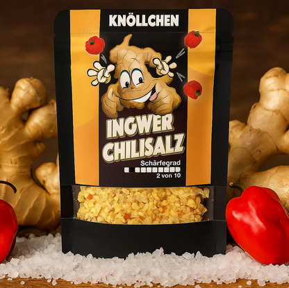 KNÖLLCHEN Ingwer Chili Salz Nachfüllpack für Gewürzsalzmühlen 80g