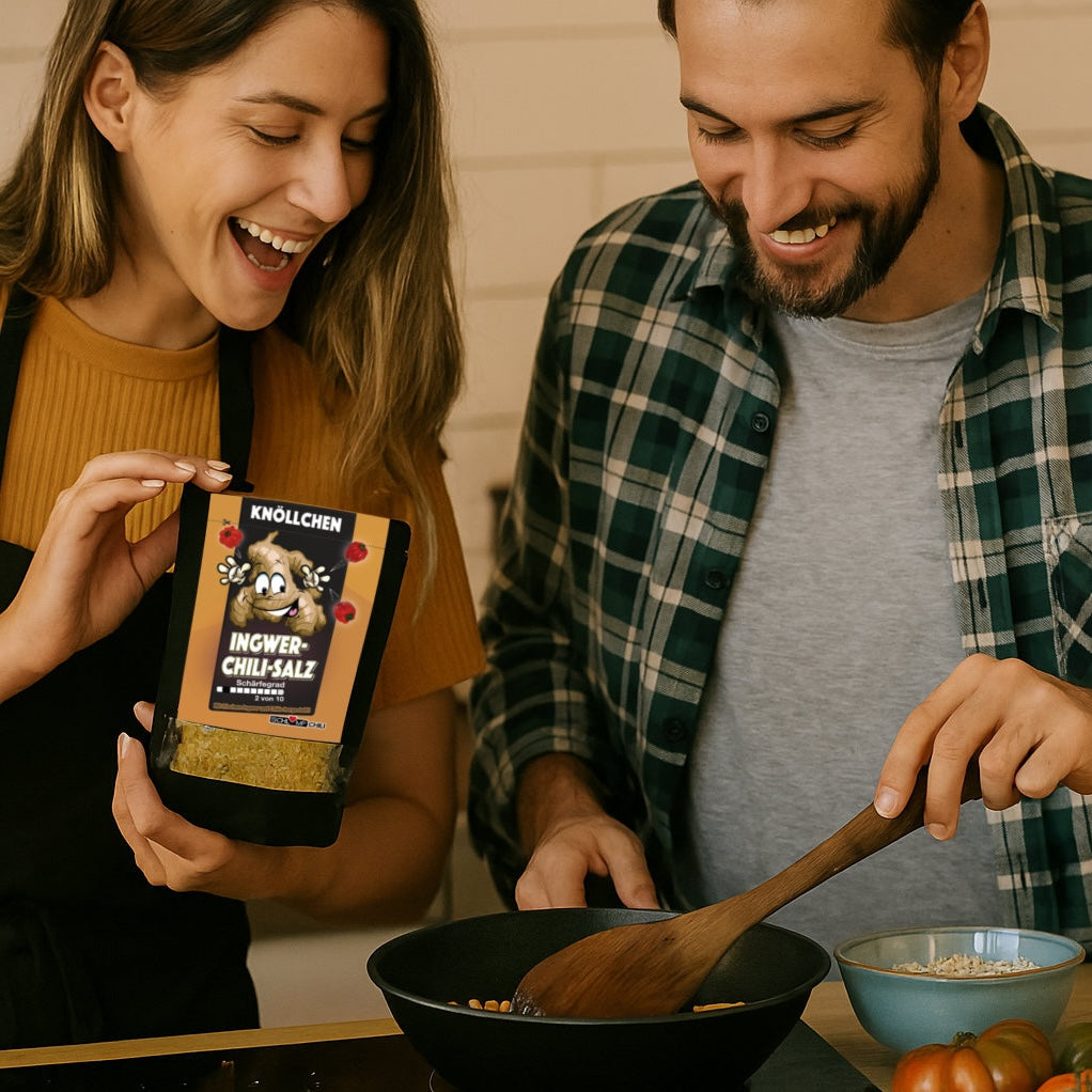 KNÖLLCHEN Ingwer Chili Salz Nachfüllpack für Gewürzsalzmühlen 80g