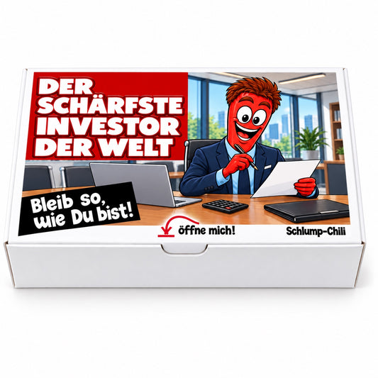 Der schärfste Investor der Welt – weiße Geschenkbox, Vorderansicht