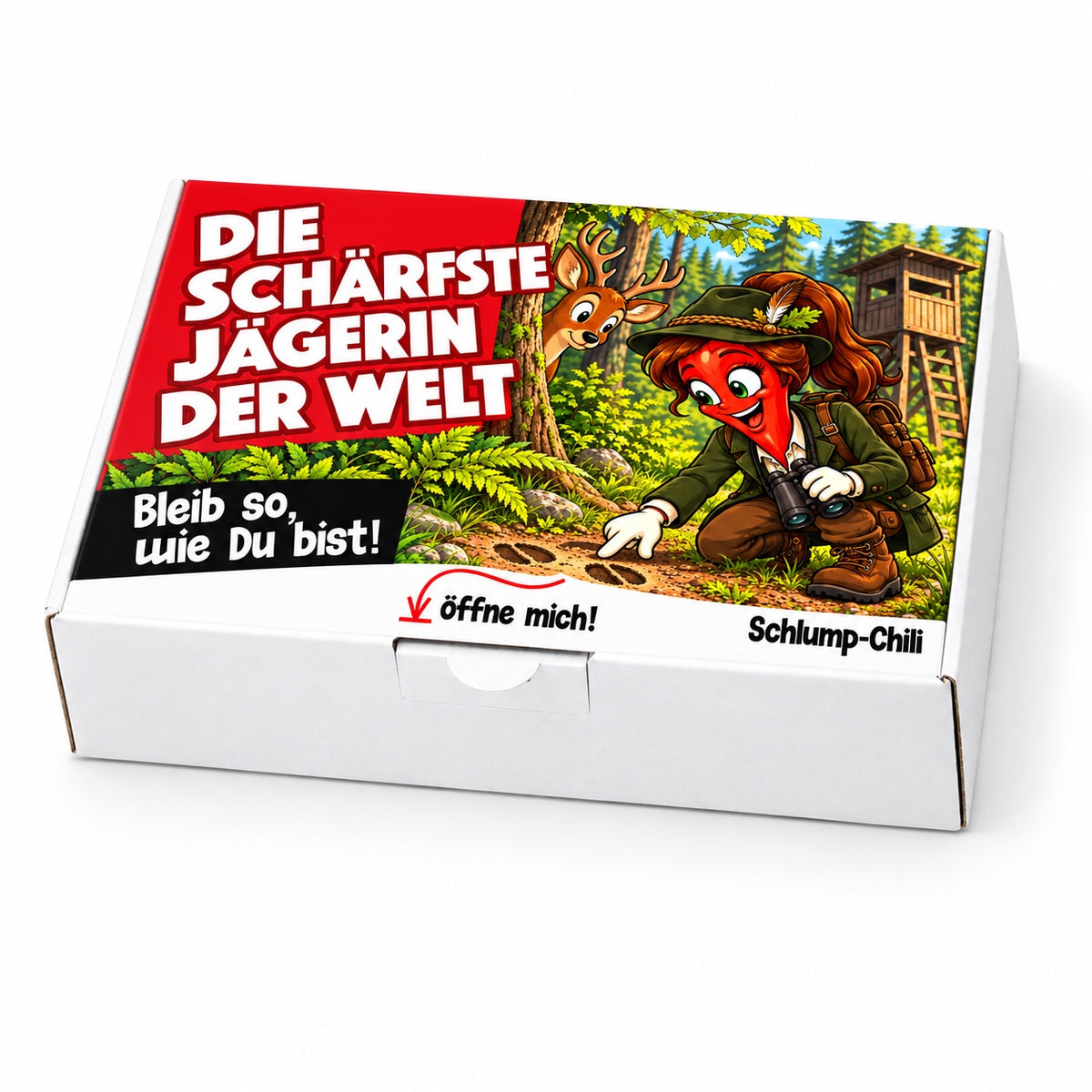 Die schärfste Jägerin der Welt – Geschenkbox Schrägansicht