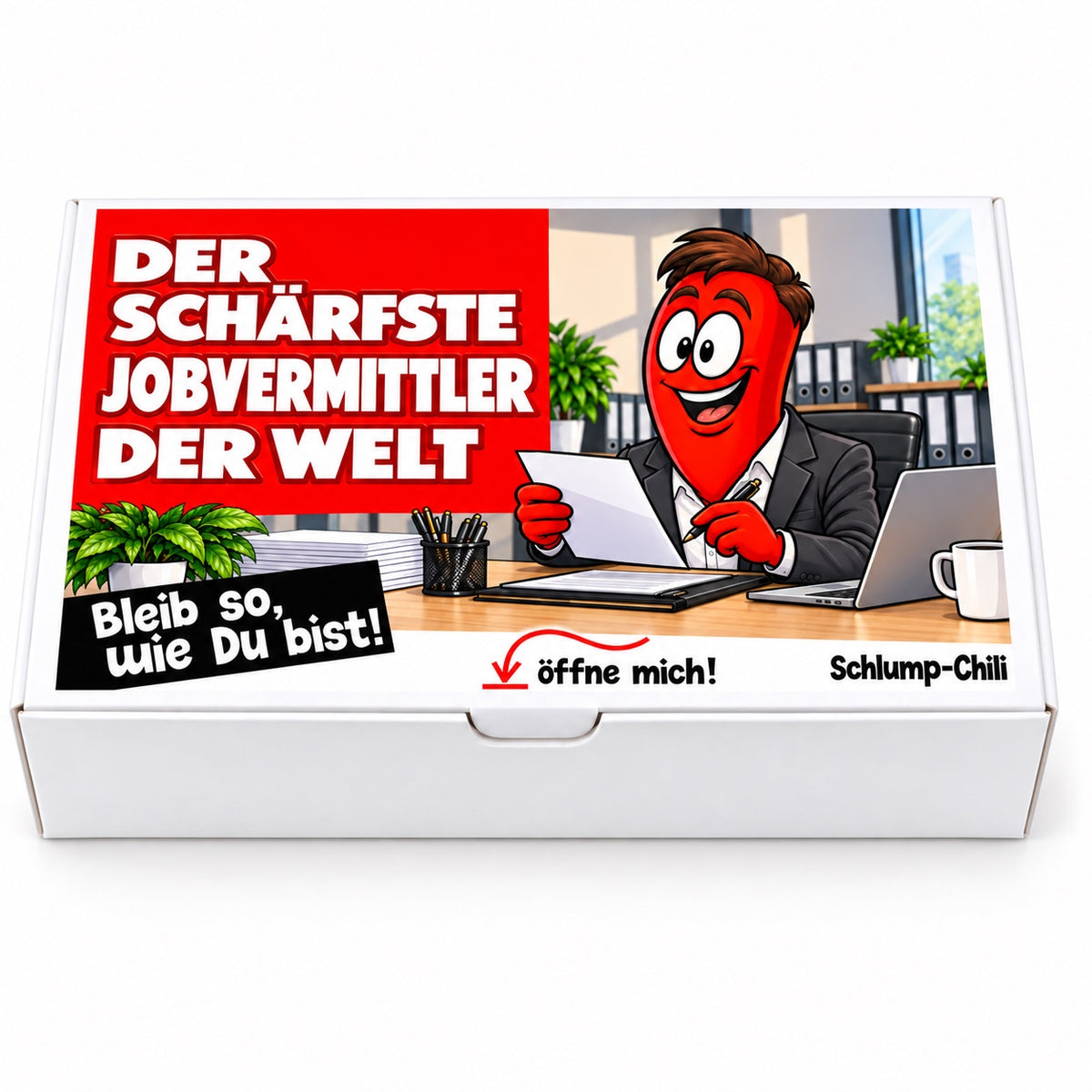 Der schärfste Jobvermittler der Welt – Geschenkbox Vorderansicht