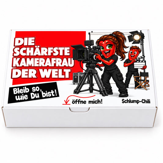 Die schärfste Kamerafrau der Welt – Geschenkschachtel frontal
